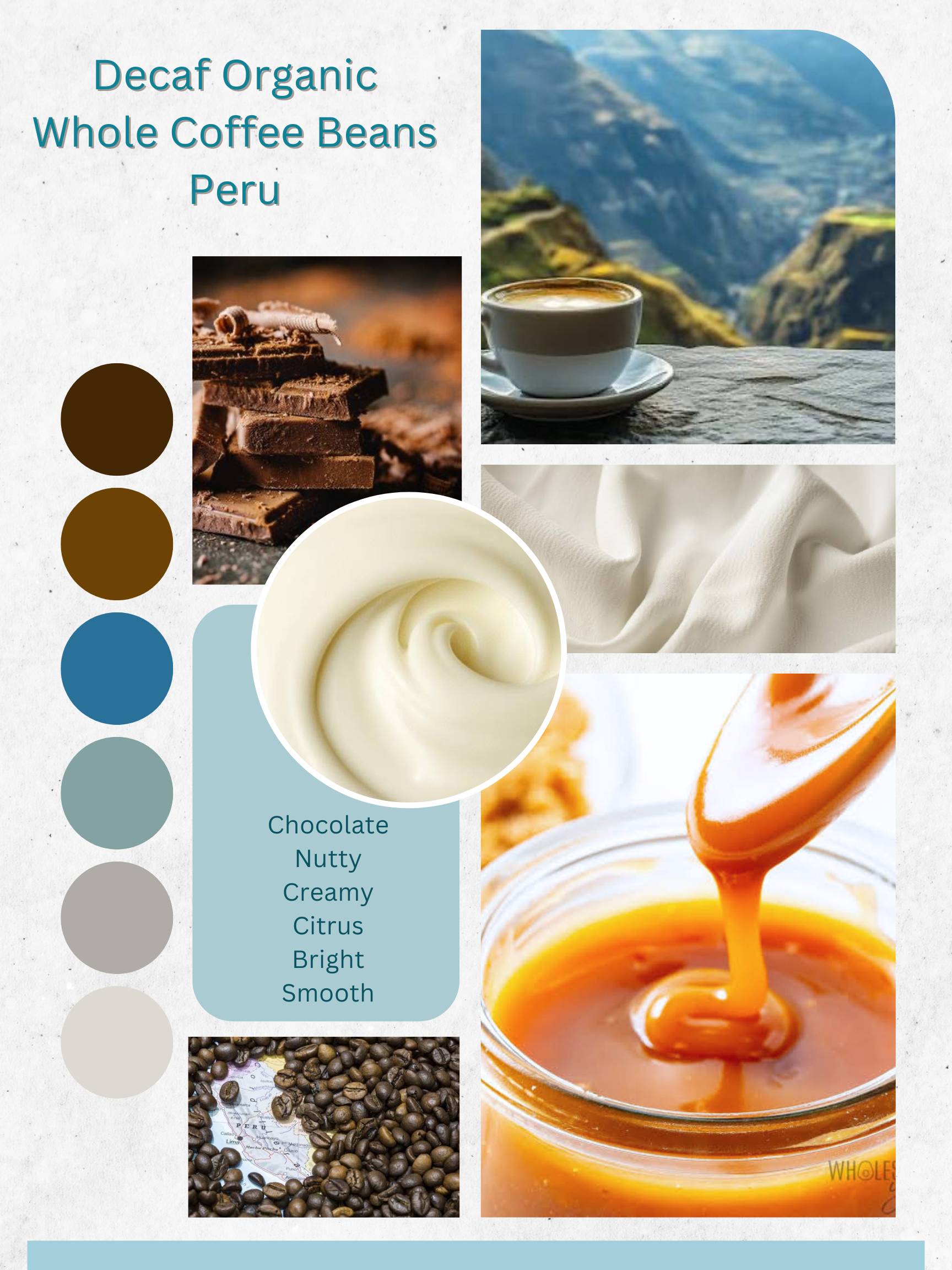 Decaf Organic Whole Coffee Beans - Peru - 10 oz